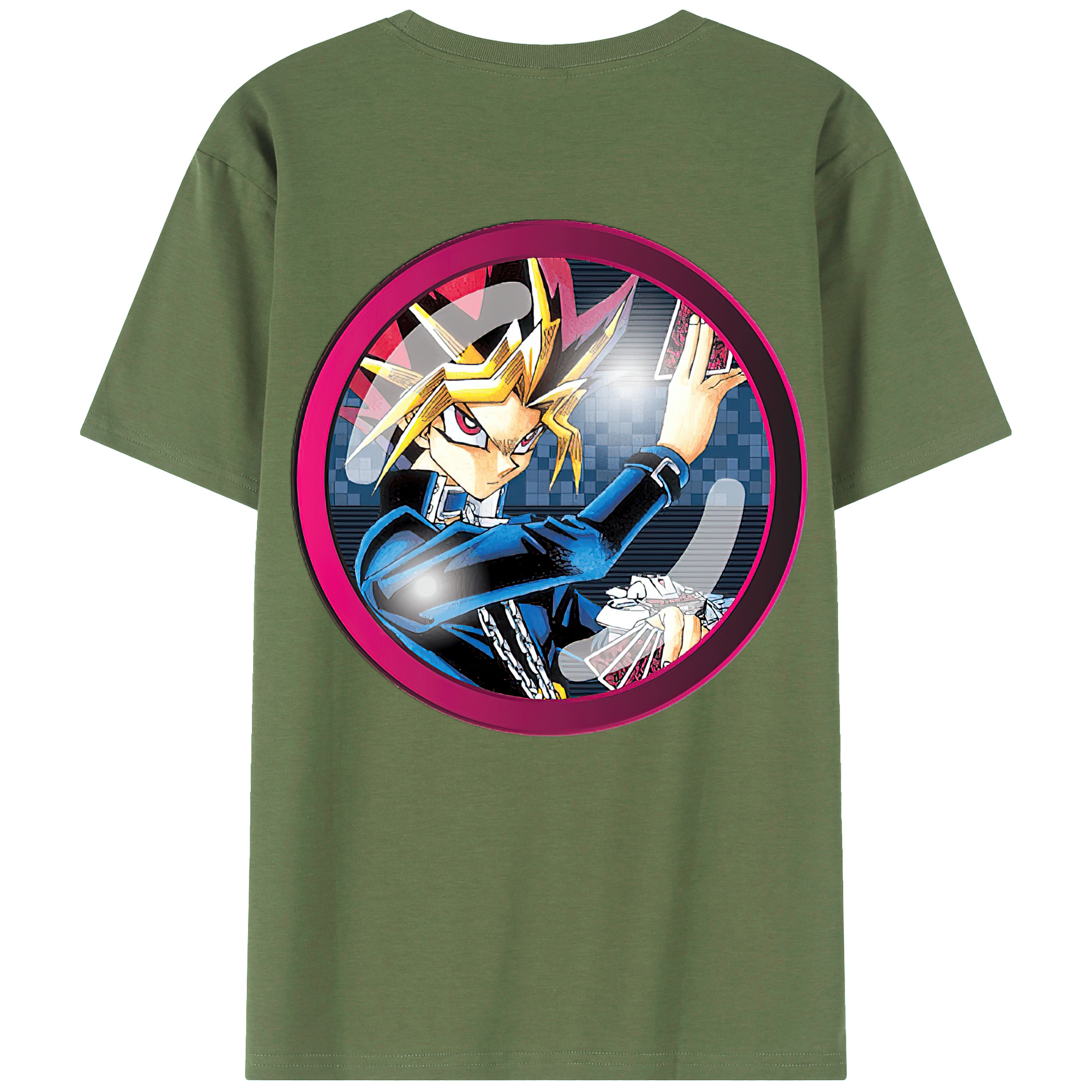 （画像用） 遊☆戯☆王 Yu-Gi-Oh! 綿100％ メンズ半袖Tシャツ（バックプリント） 通気性